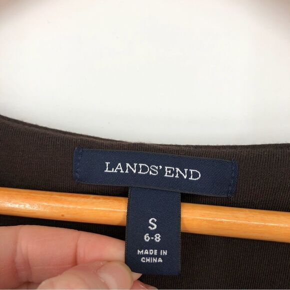 Lands’ End Herringbone Polka Dot Dress Brown Womens Size Small - Picture 5 of 10